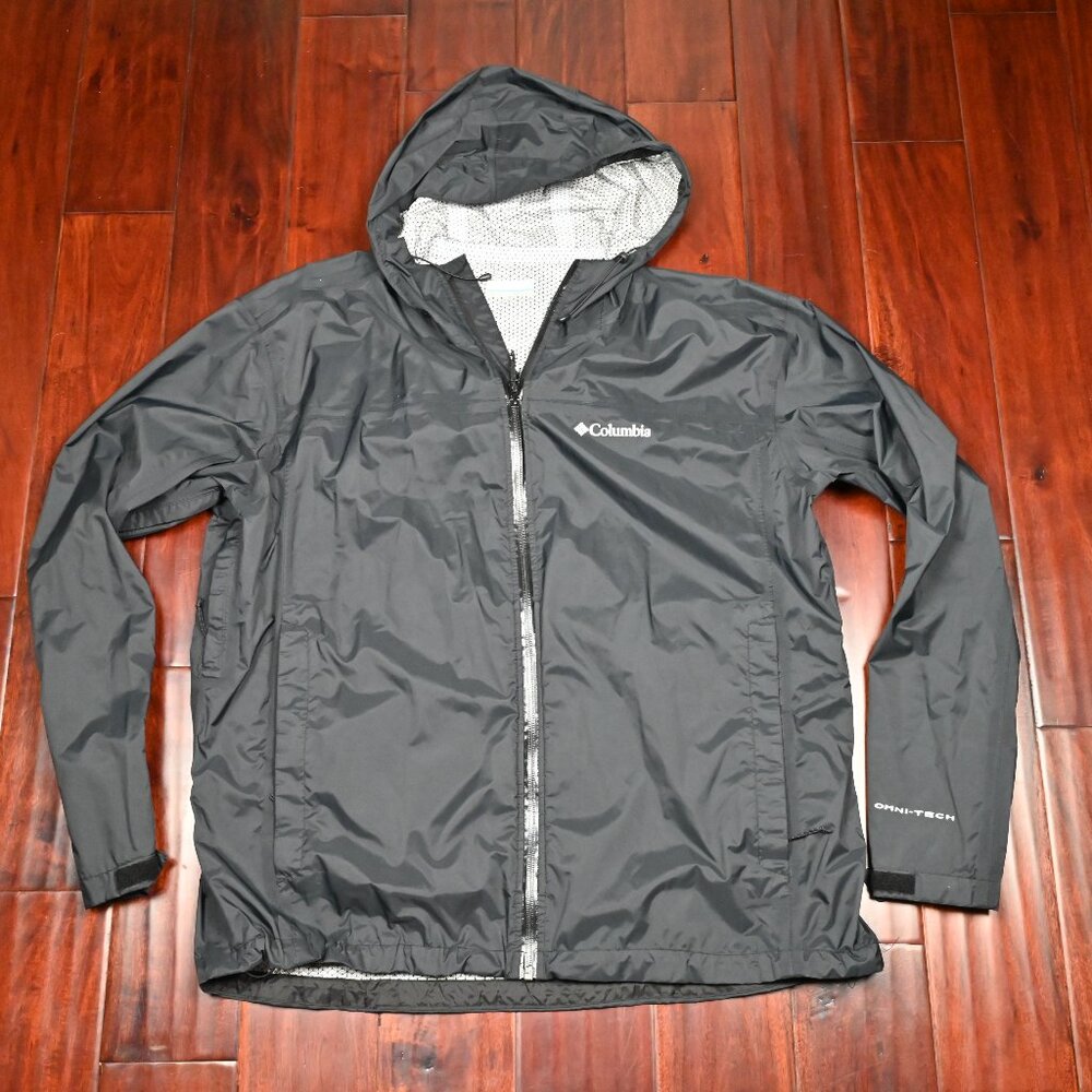 Columbia Waterproof Shell Jacket Omni-Tech Nylon Black Men XL